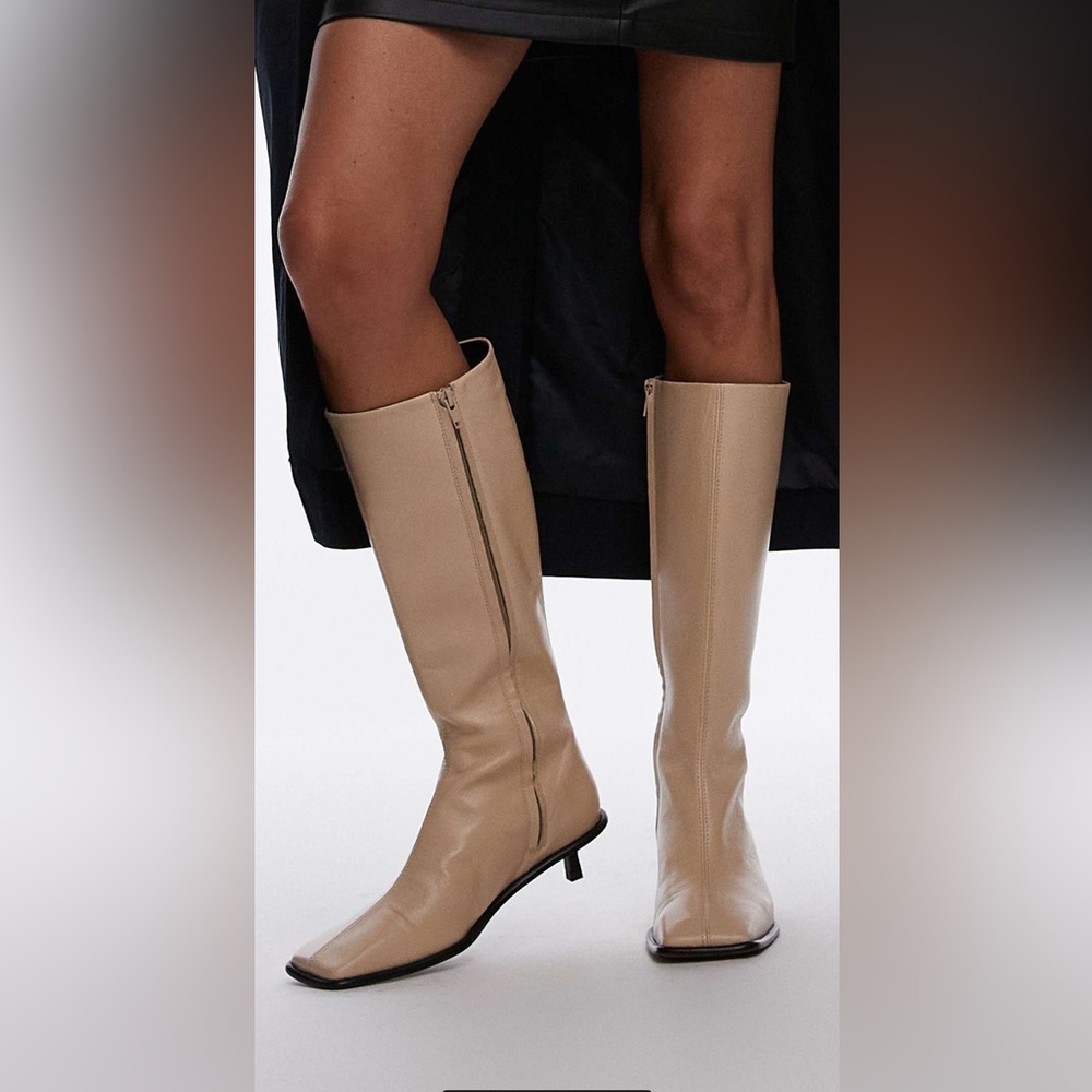 Topshop | Premium Leather Knee High Boots